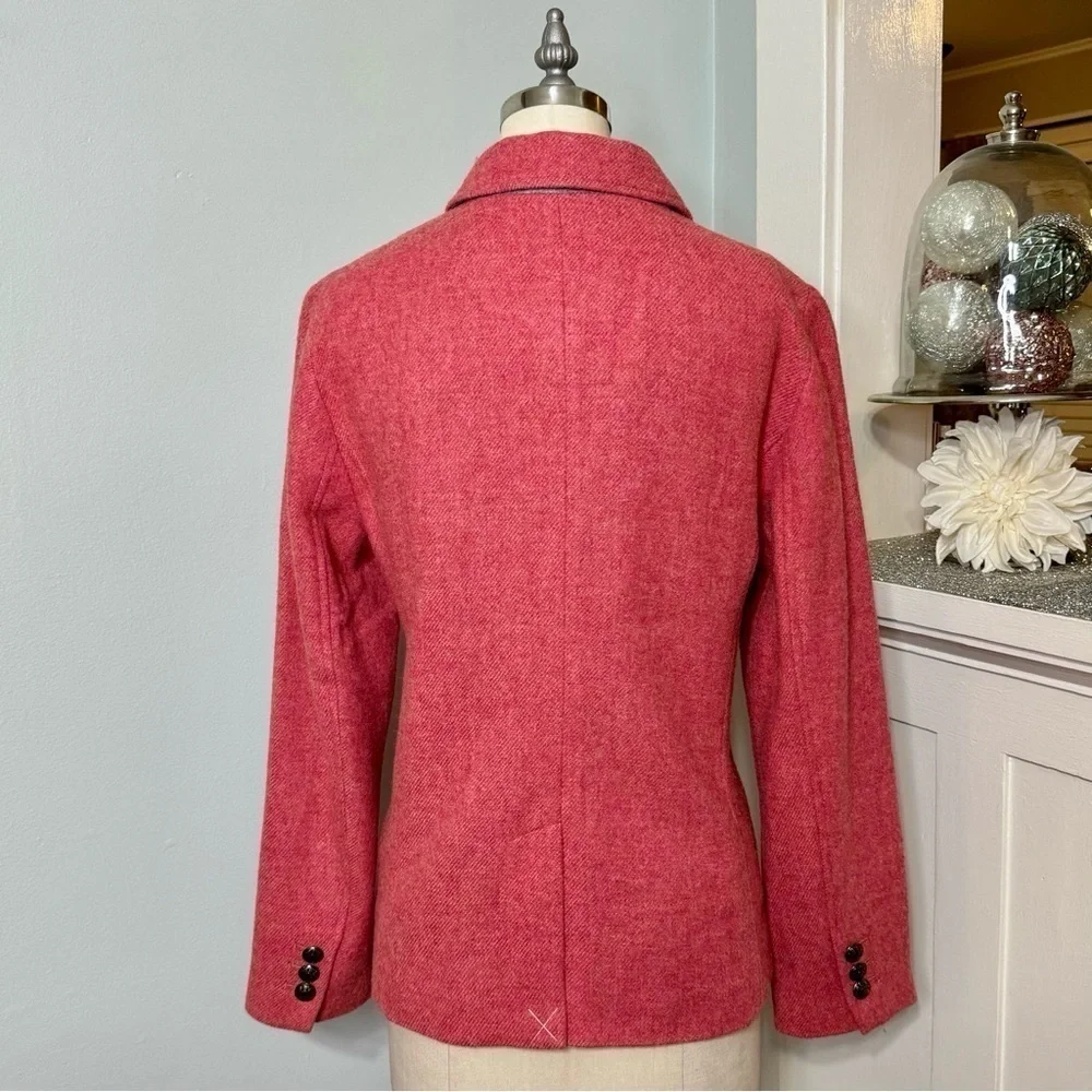 Talbots Classic Shetland Blazer Jacket Twill Pink Coral Herringbone 12 NWT - Picture 7 of 12